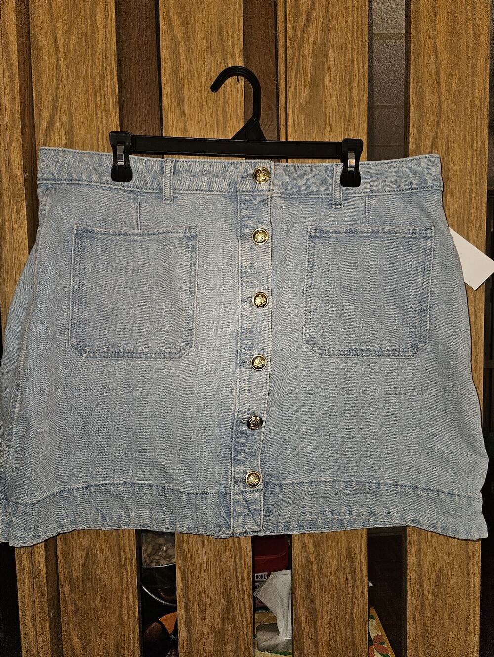 NWT Free Assembly Sz 16 Button Front Denim Mini Skirt